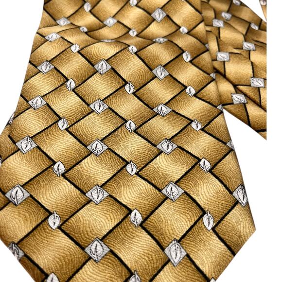 Pace Mens Gold Mens Tie Wide Fall Formal Business Geomentric - Picture 2 of 4